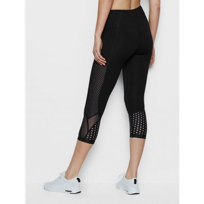 Victoria's Secret Sport Knockout Capri Leggings Black Pocket Mesh Size S Cropped